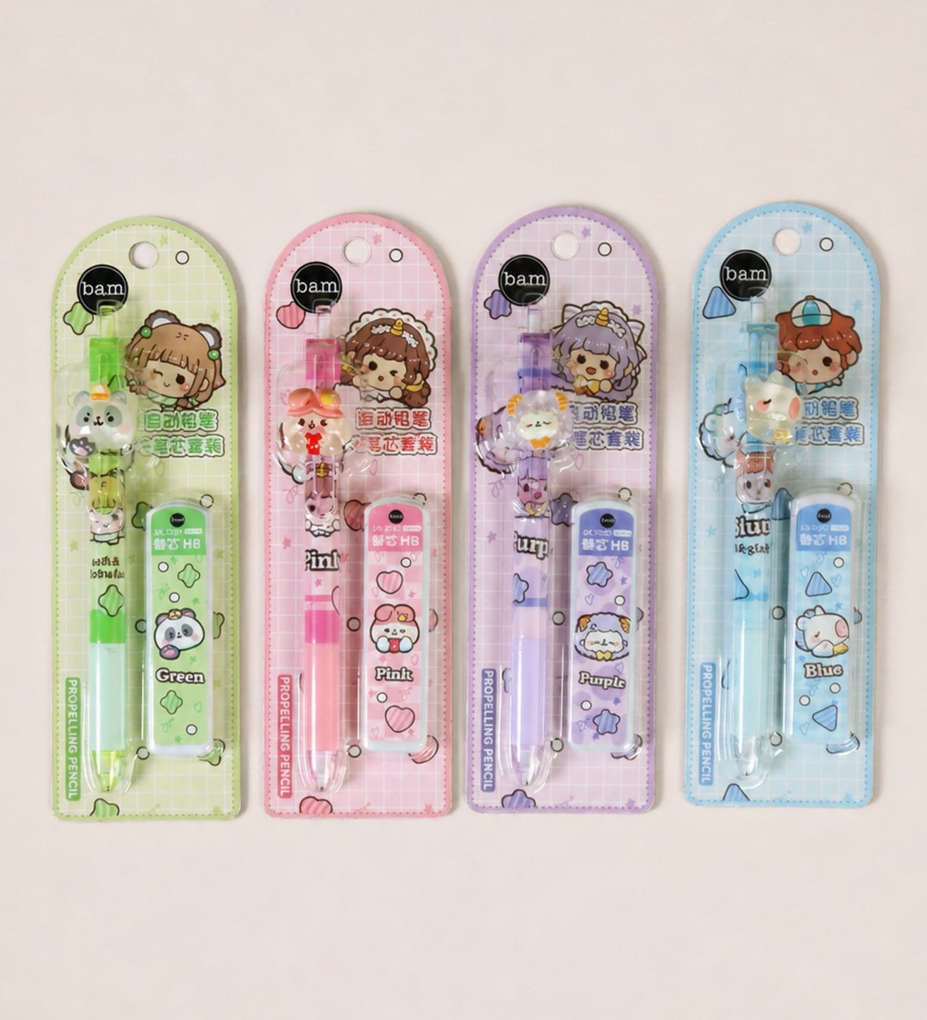 BM-2553 Pastel karakter figürlü uçlu kalem ve uç set  x24
