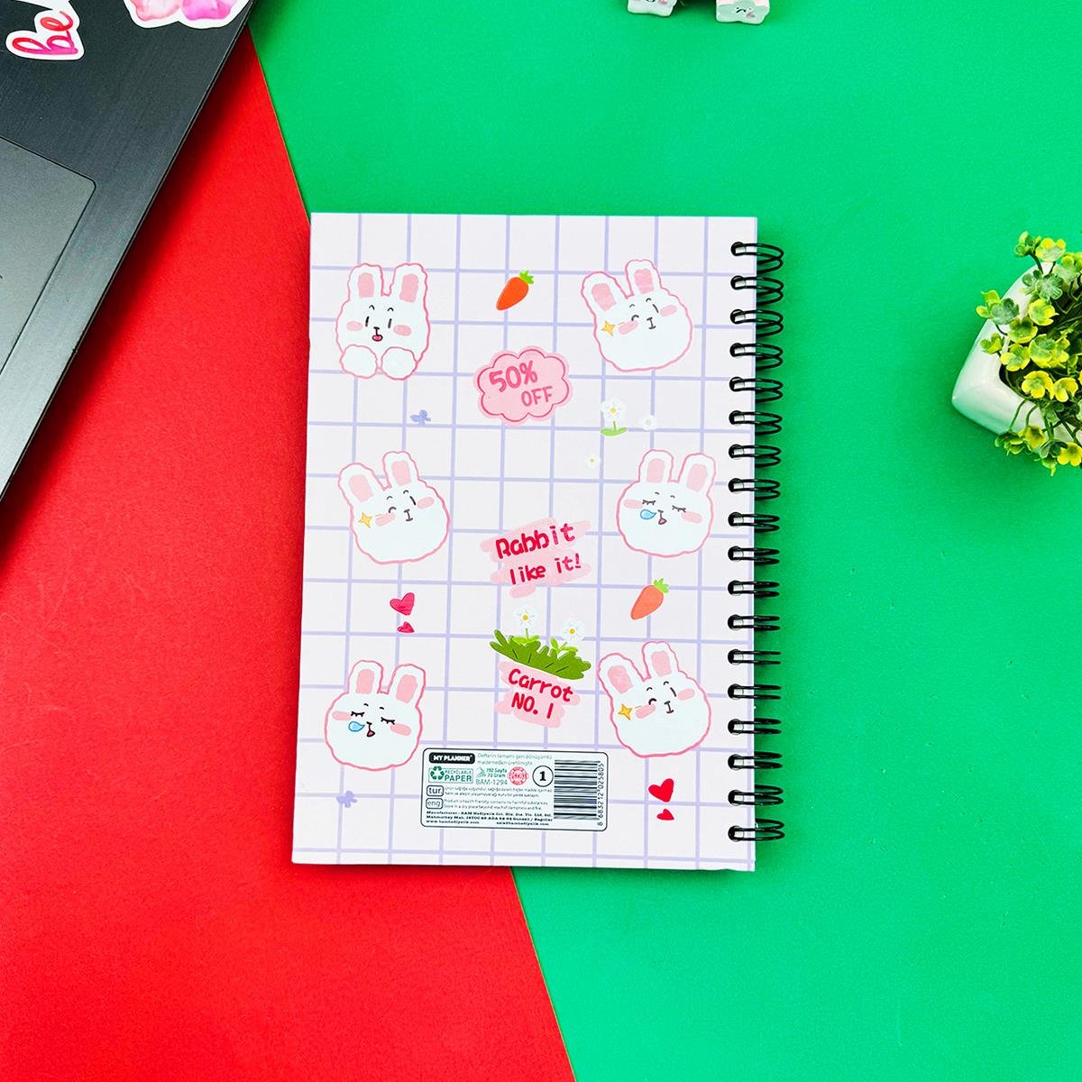 Rabbit Like It Tasarımlı Spiralli Defter