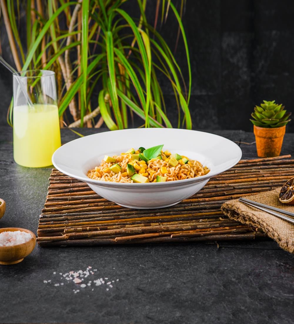 Seramik Noodle Makarna Tabağı Beyaz
