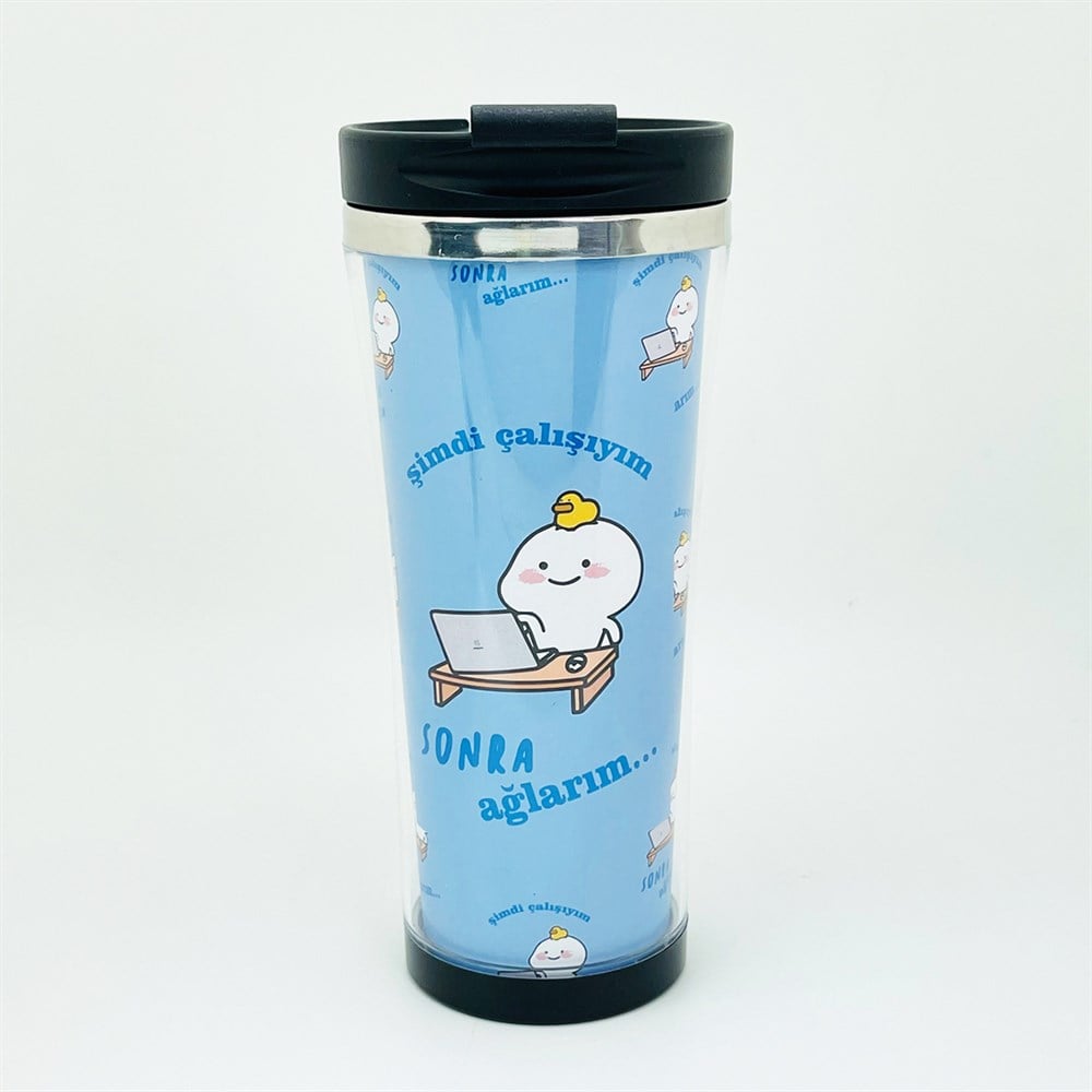 Şimdi Çalışayım Tasarımlı 400 Ml Kağıt Termos