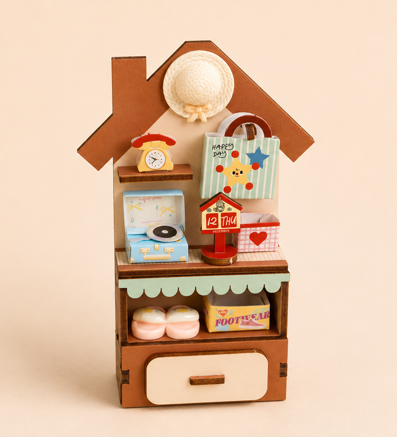 Tinyverse Sevimli Ev Köşeleri ve Kedi Oyun Alanı- Kendin Yap (DIY) Minyatür Seti (Model: ZH03) X16