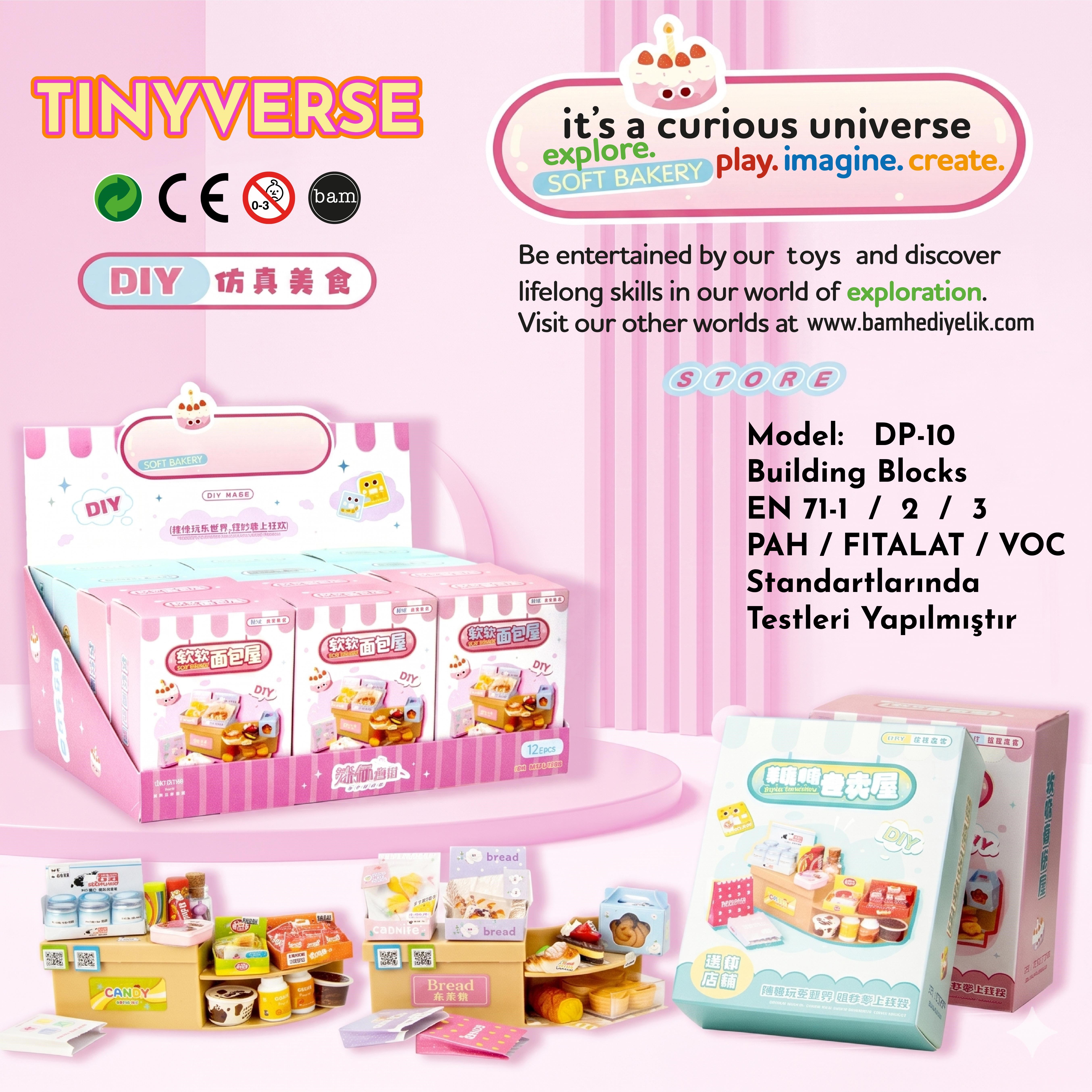 Tinyverse Soft Bakery Kendin Yap (DIY) Minyatür Fırın Seti (Model: DP-10) X12