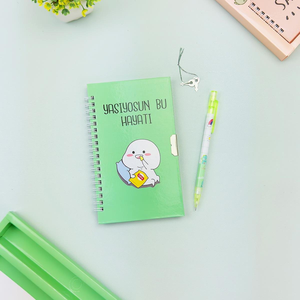 Türkçe Mottolu Kilitli Defter
