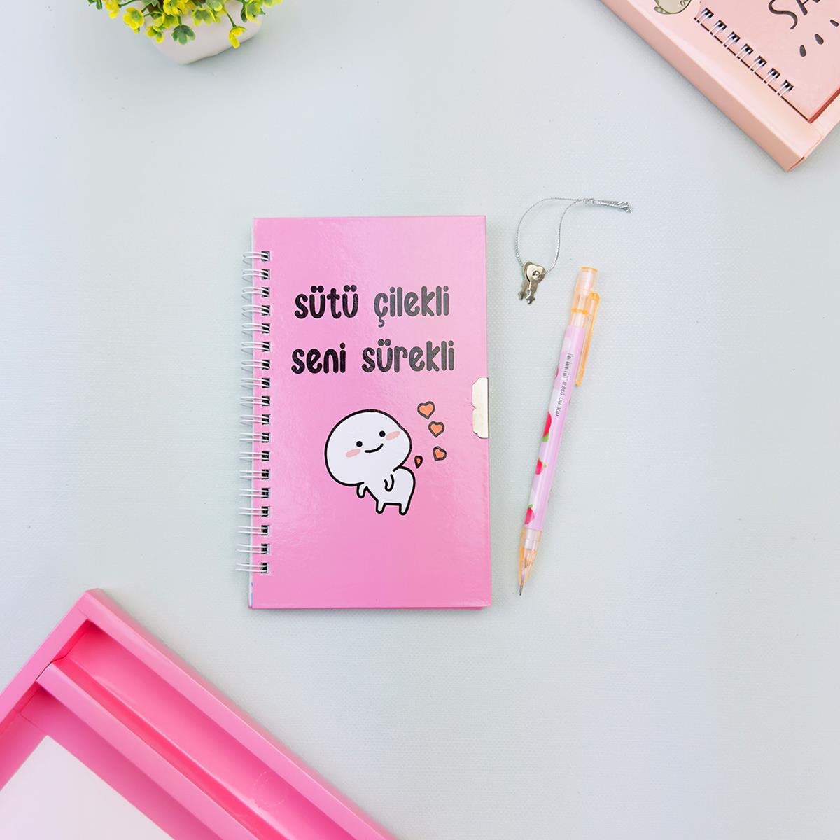 Türkçe Mottolu Kilitli Defter
