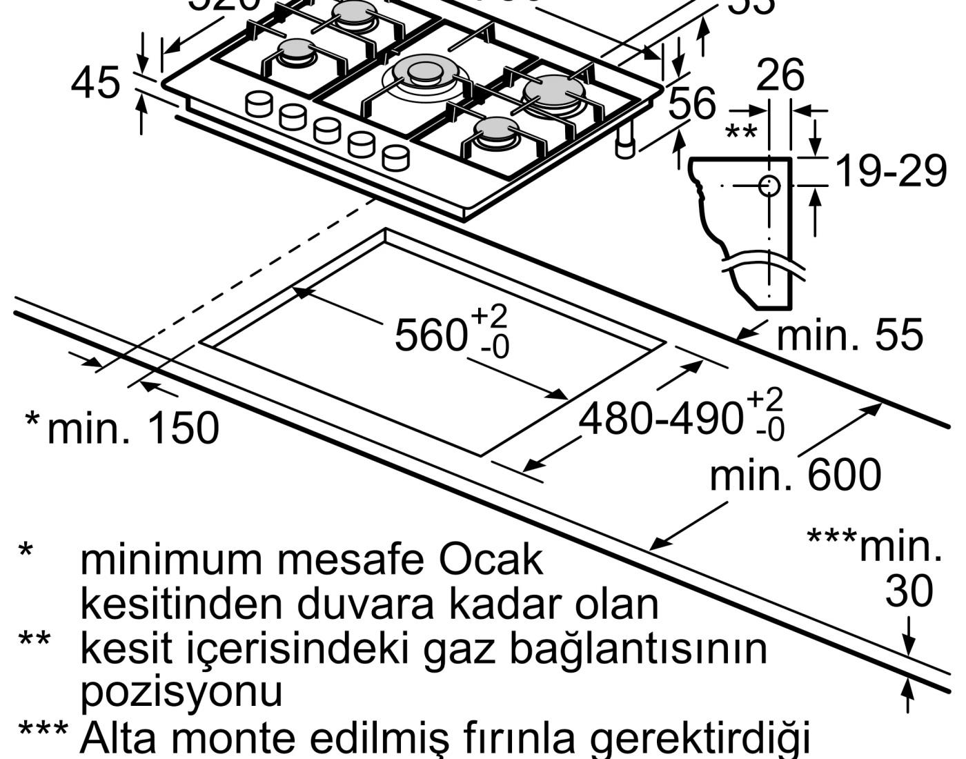 Bosch PNQ7B6P30O Gazlı Cam Ankastre Ocak