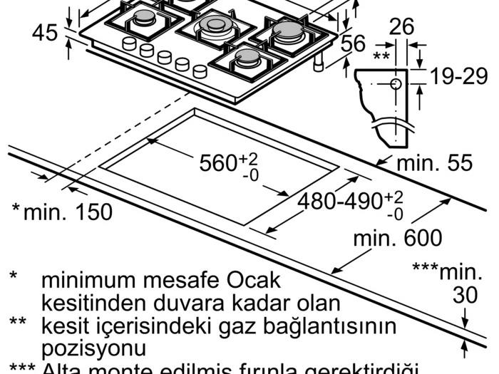 Bosch PPQ7A2I40 Gazlı Cam Ankastre Ocak