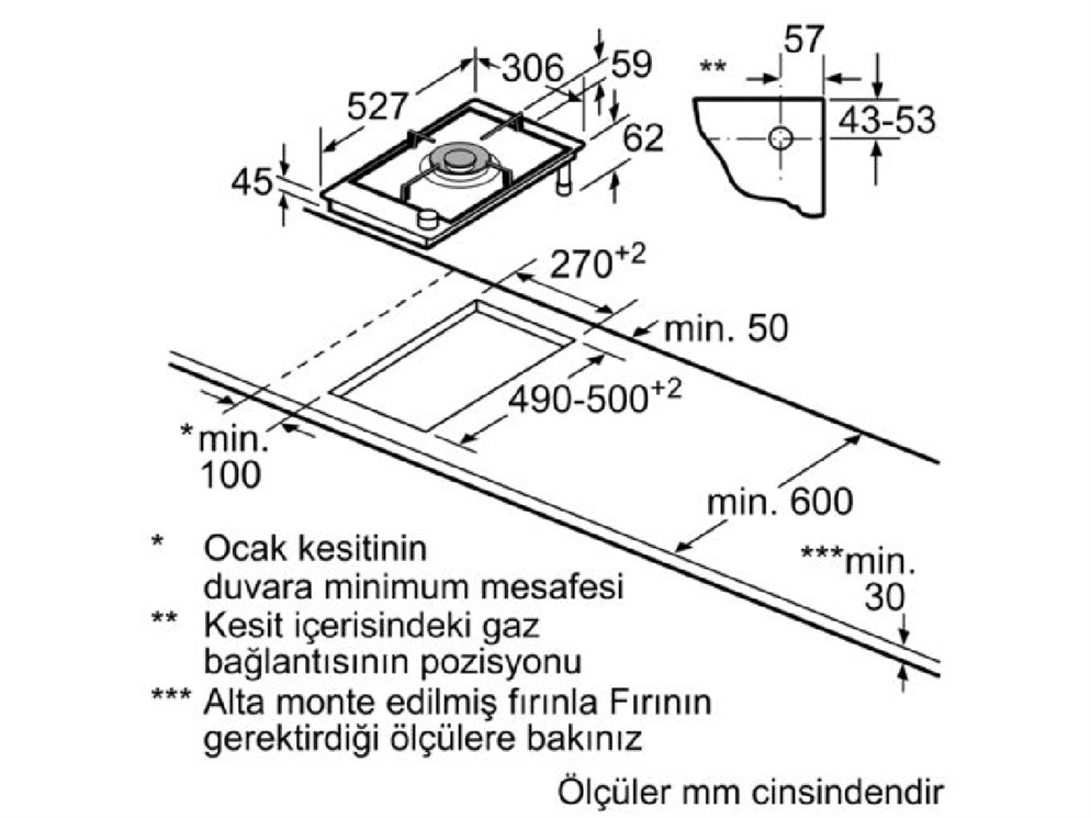 Bosch PRA3A6D70 Ankastre Domino