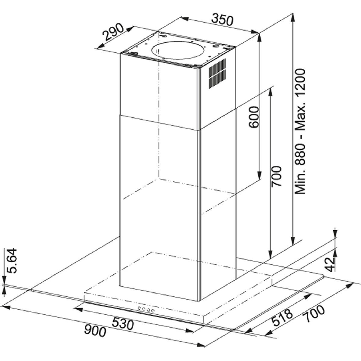 Franke 325.0518.790 Davlumbaz Glass Lınear Isola Fgl 915 I Bk / Xs Inox Ve Sıyah Cam Ada Davlumbaz