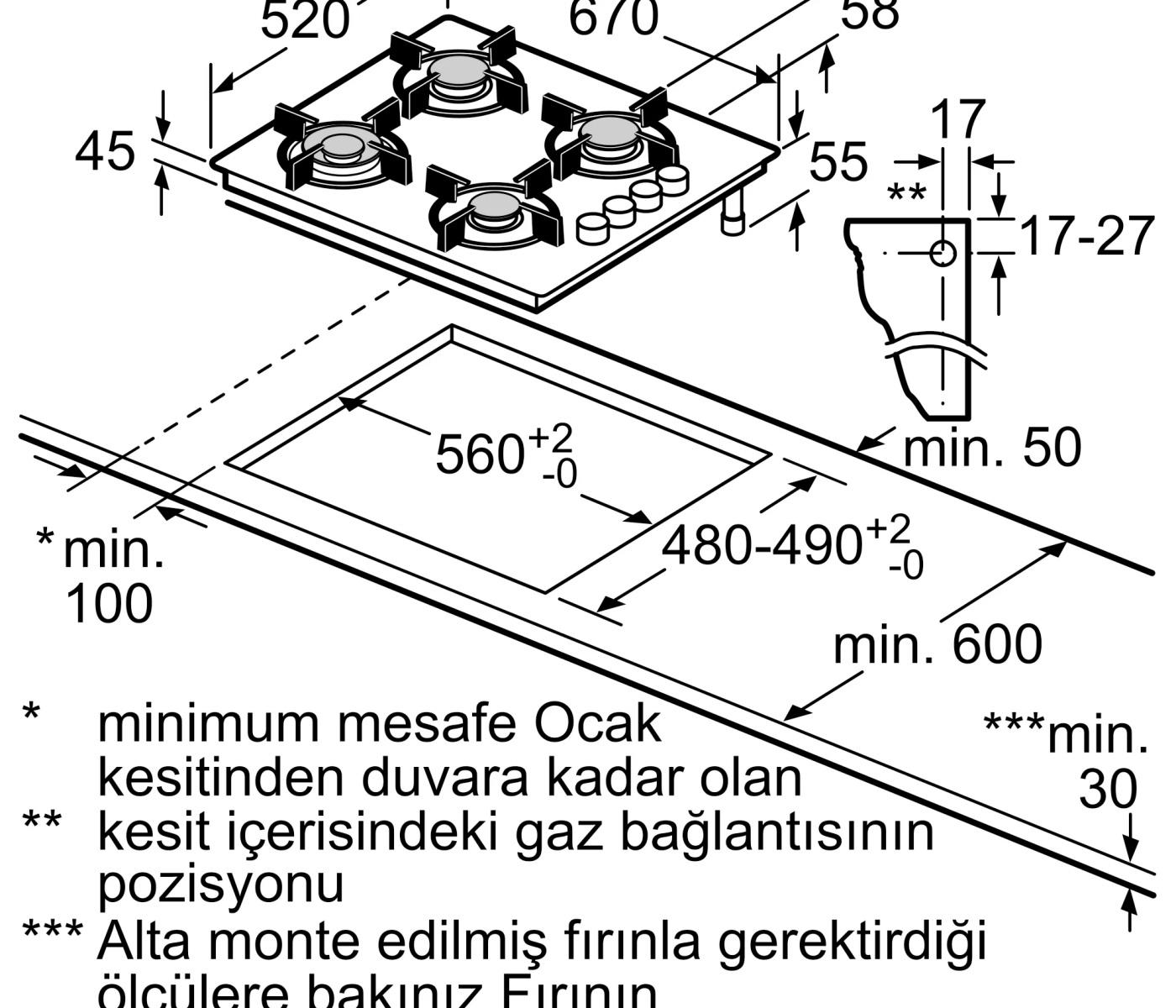 Profilo OE37P2P10D Ankastre Ocak