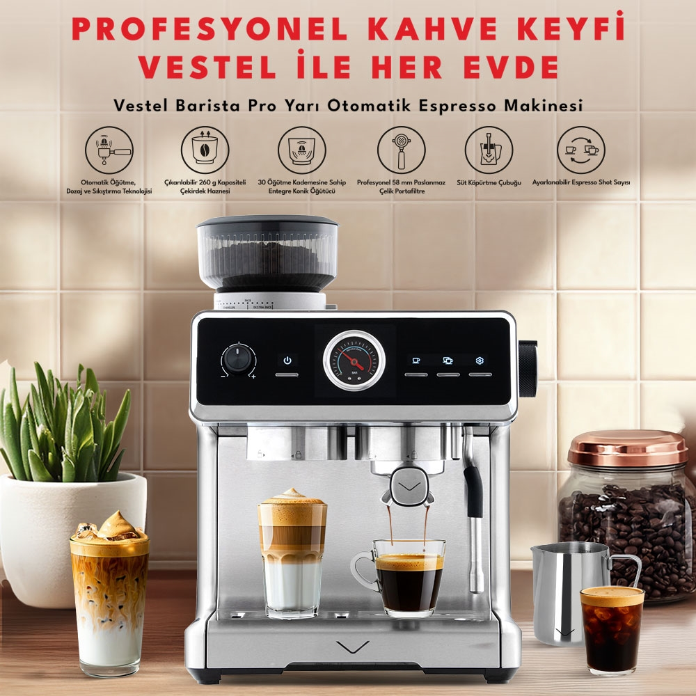 Vestel BARİSTA PRO YARI OTOMATİK ESPRESSO Kahve Makinesi