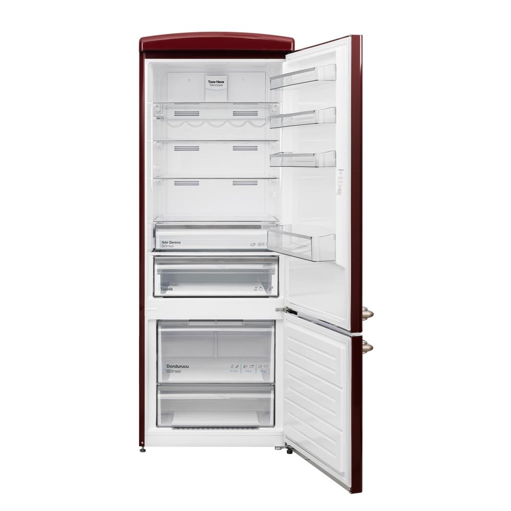 Vestel RETRO NFK52211 BORDO Retro Kombi Buzdolabı