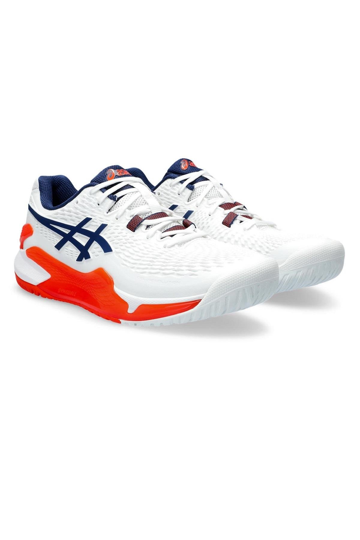 Asics Asics Gel Resolution 9 Beyaz Turuncu Erkek Tenis Ayakkabısı