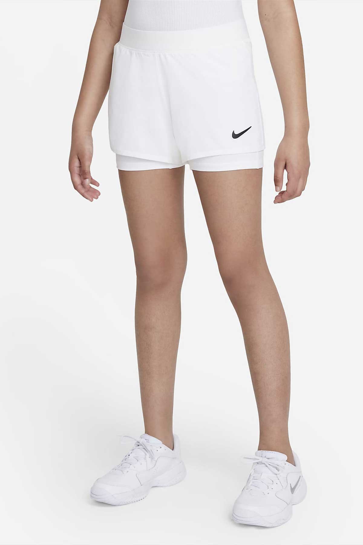 Nike Nike Court Dri-Fit Victory Beyaz Genç Kız Taytlı Tenis Şortu