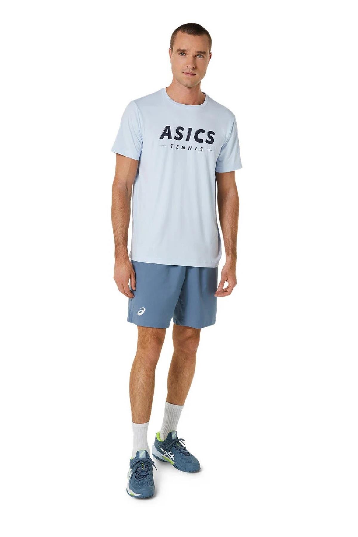 Asics Asics Court Tennis Graphic Tee Erkek Açık Mavi Tenis Tişört