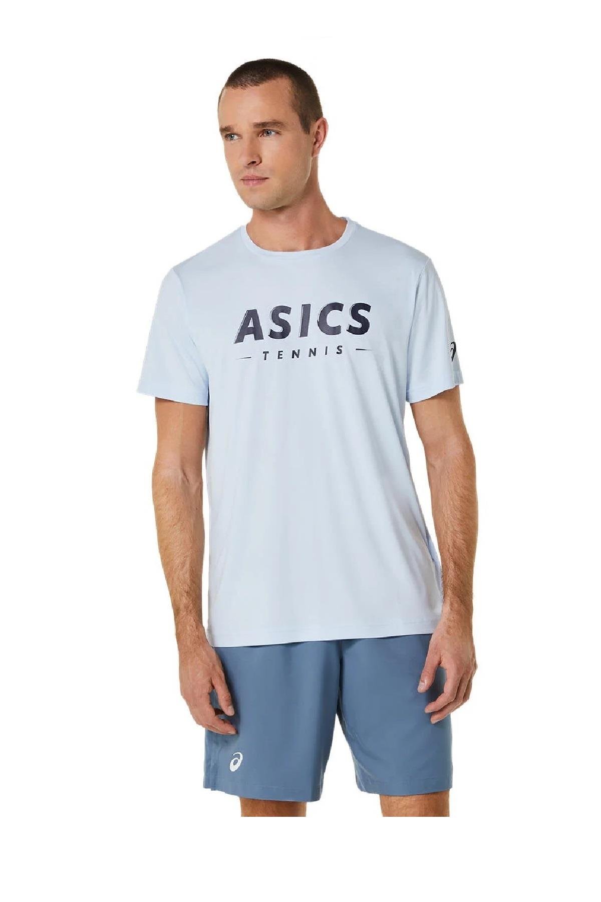 Asics Asics Court Tennis Graphic Tee Erkek Açık Mavi Tenis Tişört
