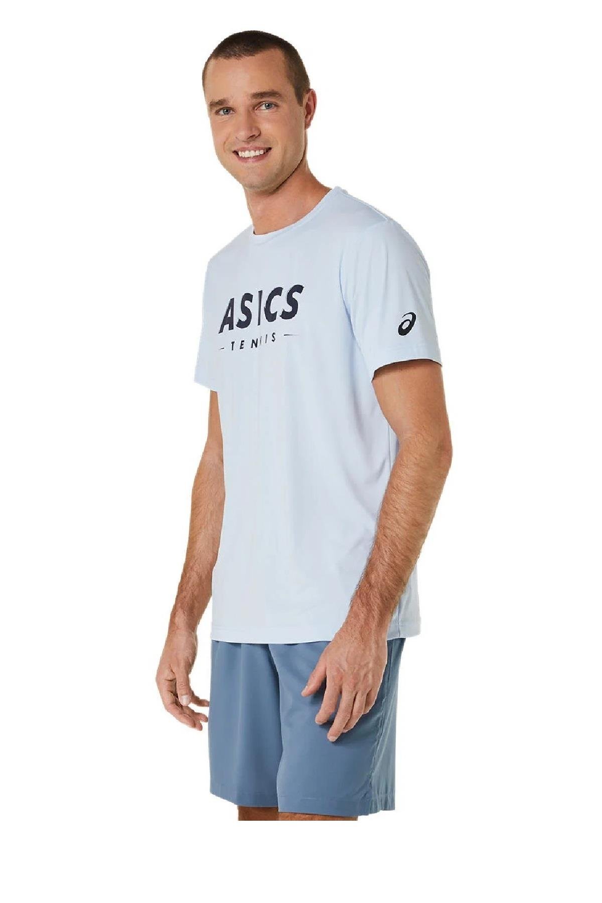 Asics Asics Court Tennis Graphic Tee Erkek Açık Mavi Tenis Tişört