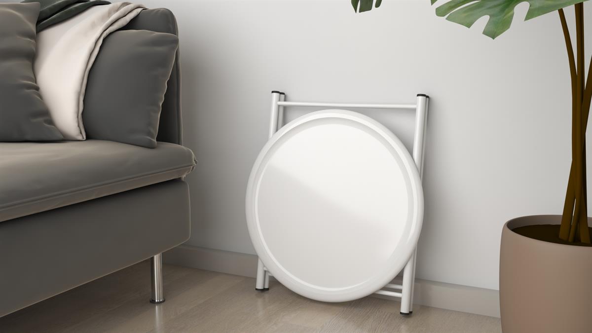 Katlanır Metal Tepsli Yuvarlak Sehpa