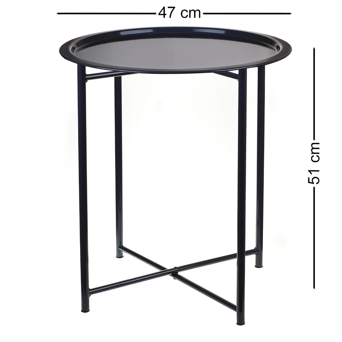 Katlanır Metal Tepsli Yuvarlak Sehpa