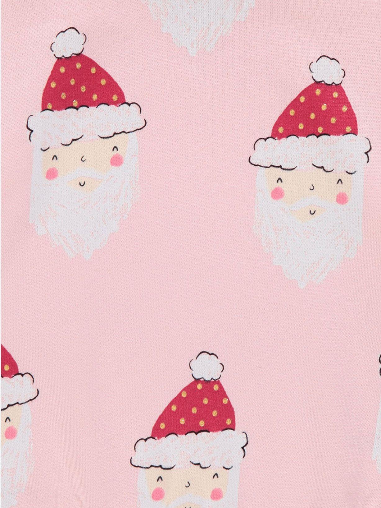 Pembe Noel Baba Büyük Boy Sweatshirt ve Tayt Kıyafeti