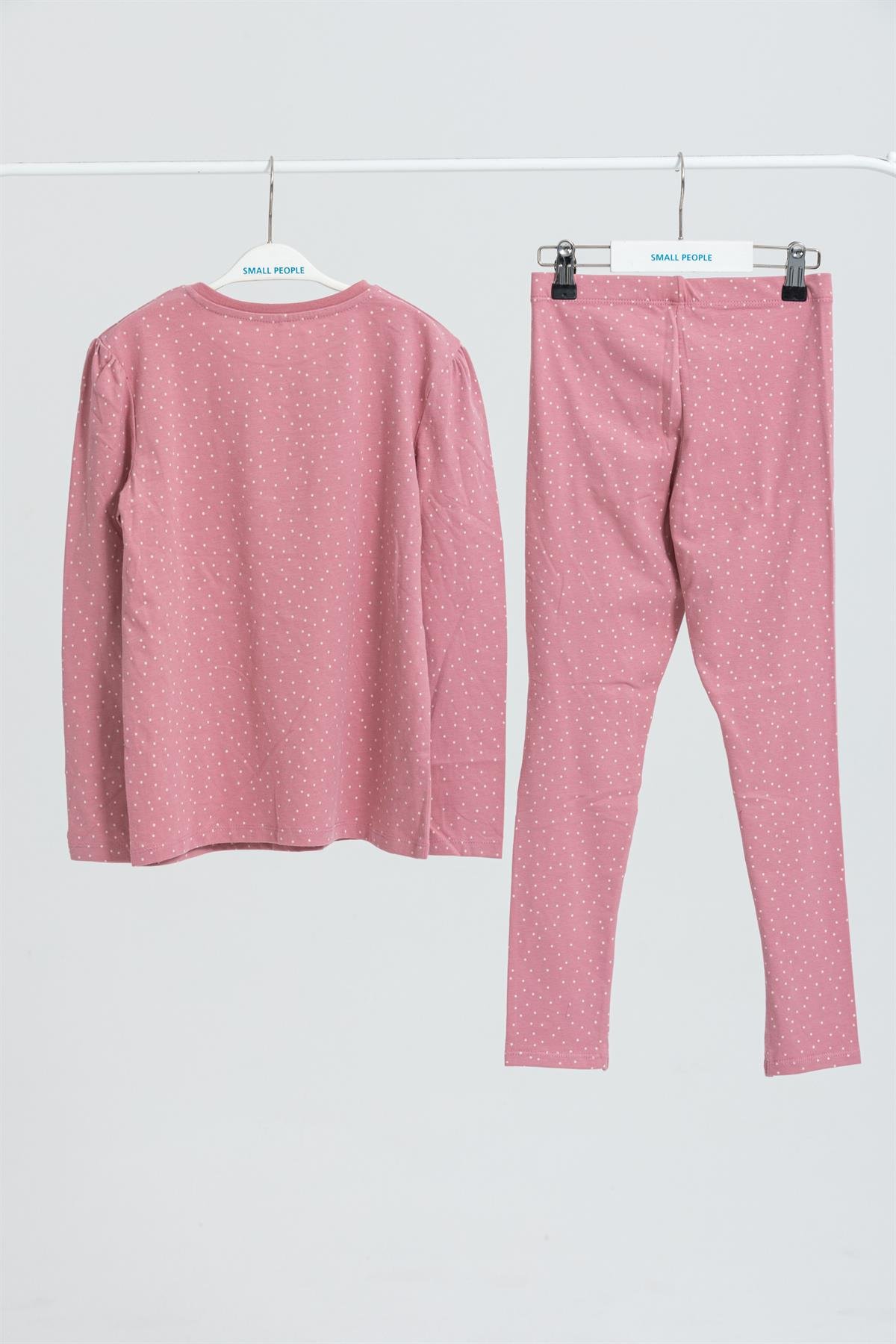 Pembe Puantiyeli Uzun Kollu Pijama