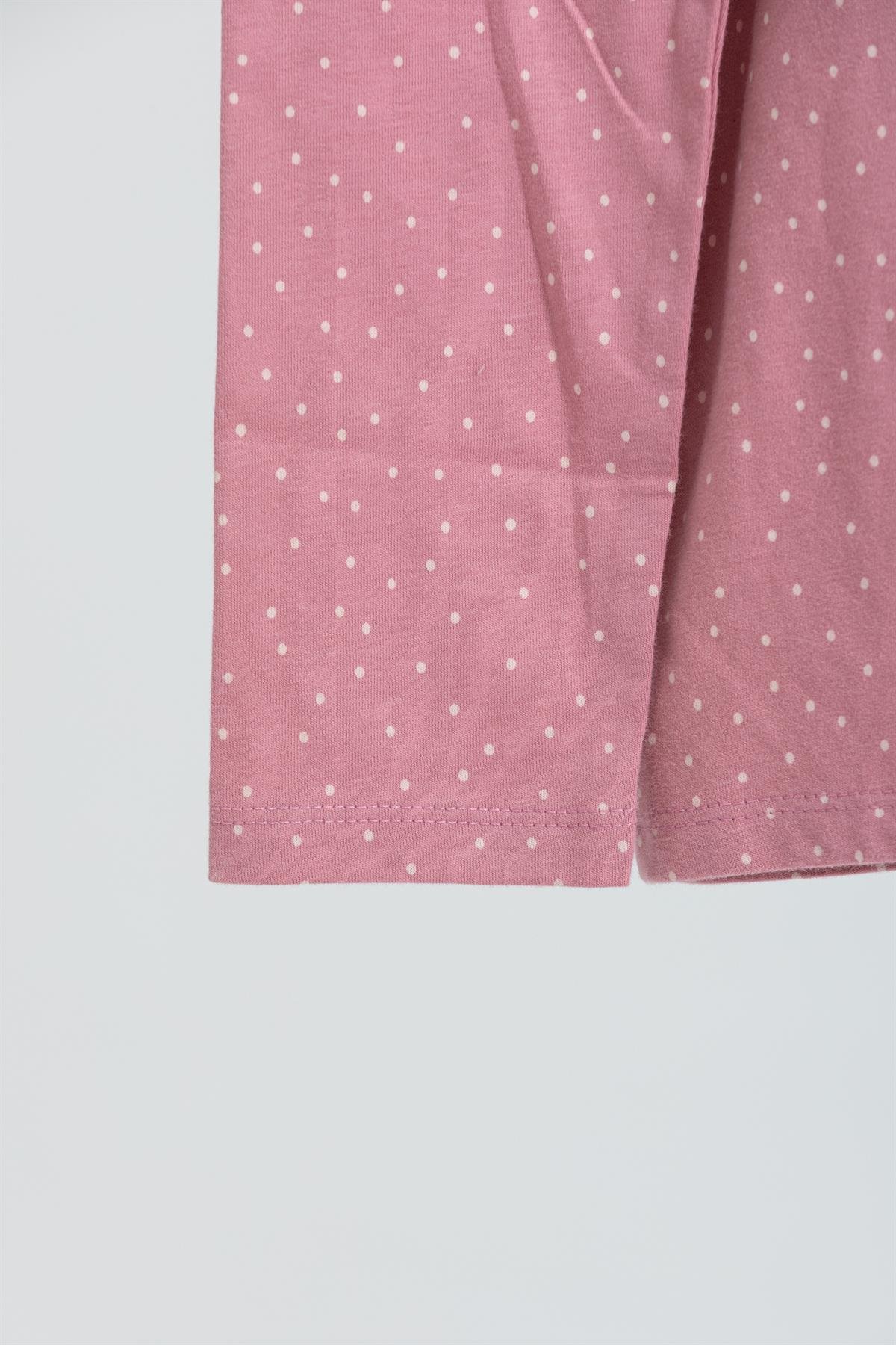 Pembe Puantiyeli Uzun Kollu Pijama