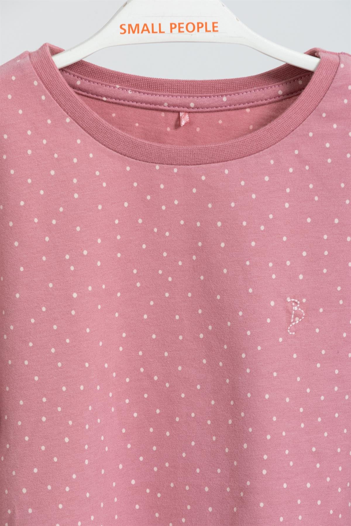 Pembe Puantiyeli Uzun Kollu Pijama