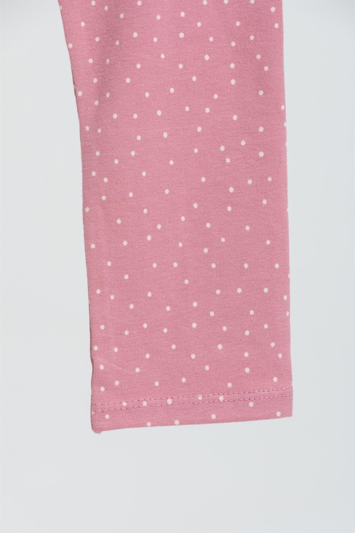 Pembe Puantiyeli Uzun Kollu Pijama