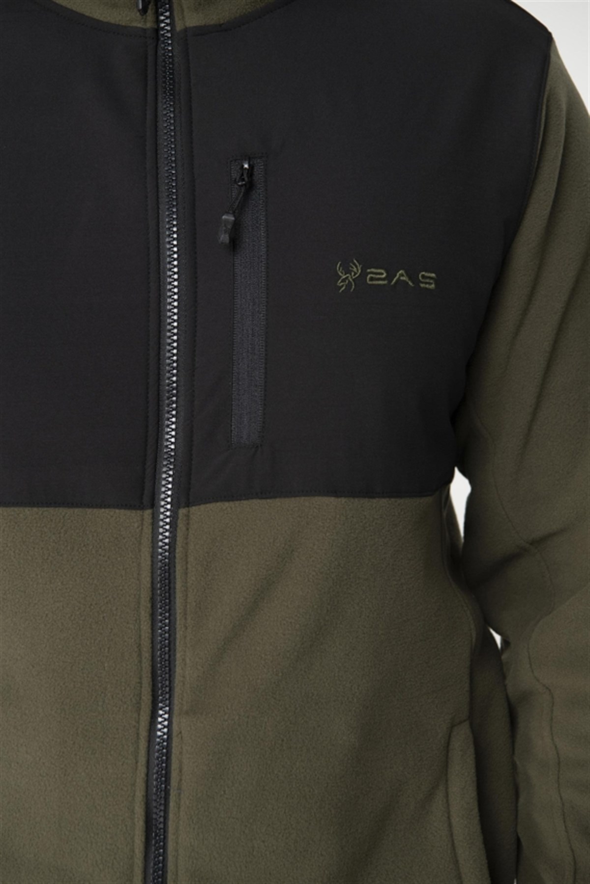 2AS Pana Tam Fermuarlı Parçalı Erkek Polar Sweatshirt