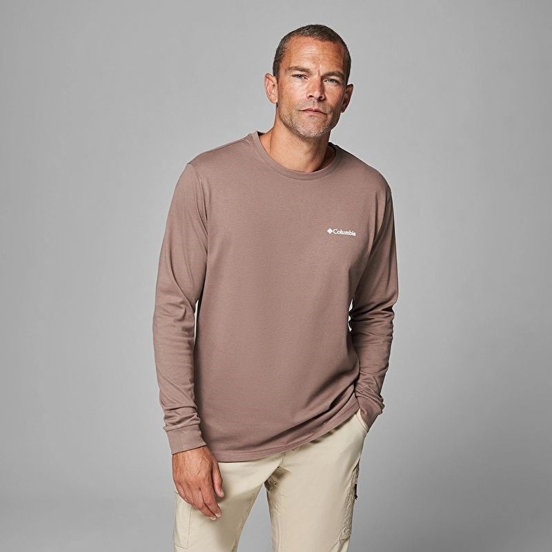 Columbia Csc M Basic Sm Logo Ls Tee Bordo Erkek Outdoor Tshirt CS0354