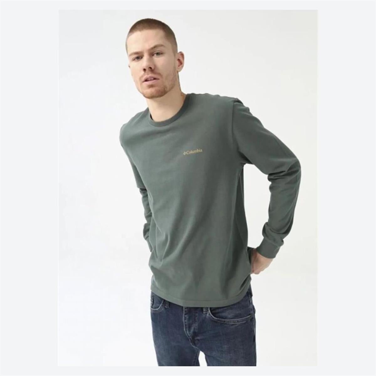 Columbia Csc M Basic Sm Logo Ls Tee Yeşil Erkek Tişört CS0354-353