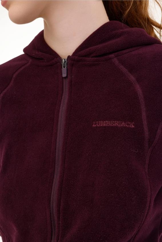 Lumberjack 7CT657 Wb Kadın Mor Kapüşonlu Polar Ceket 101782303