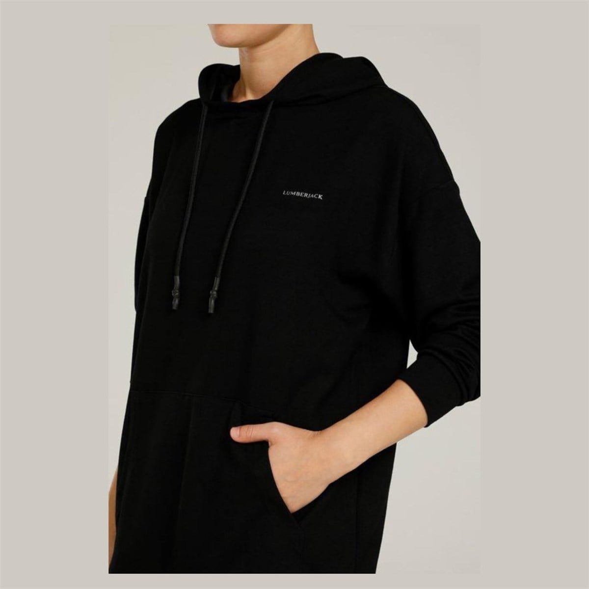 Lumberjack CT664 LUNA LONG HOODIE 1P Siyah Kadın Sweatshirt 101056905