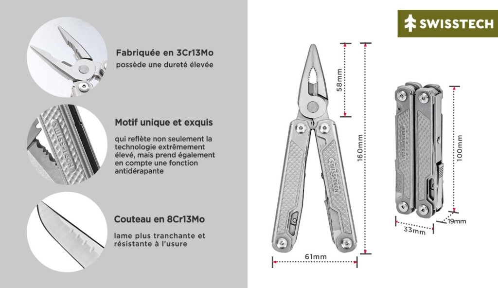 SwissTech 17-IN-1 Multi-Tools Satin Polish Çok Amaçlı Pense ST021006