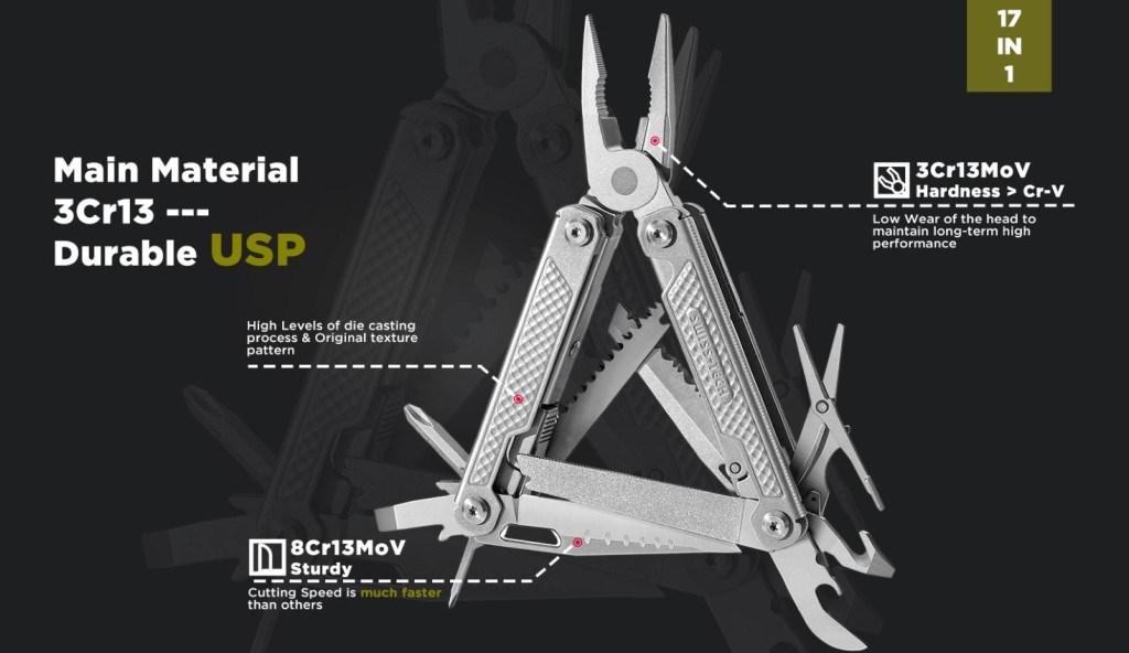 SwissTech 17-IN-1 Multi-Tools Satin Polish Çok Amaçlı Pense ST021006