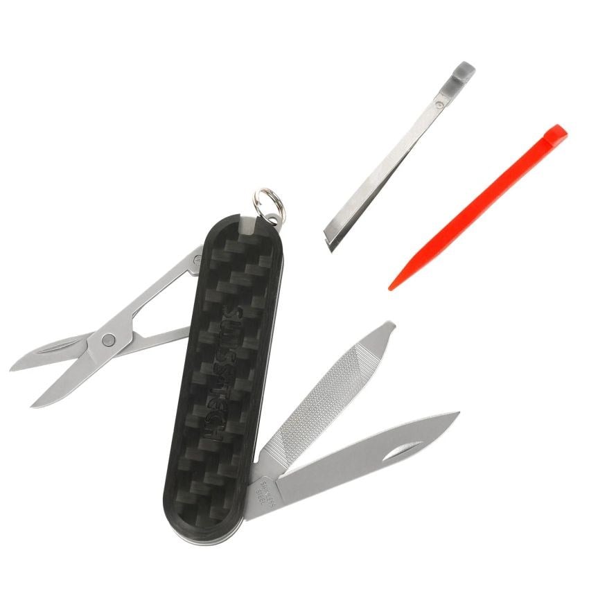 SwissTech 7-IN-1 multi tool-Carbon Fiber Handle Çok Amaçlı Anahtarlık ST029044