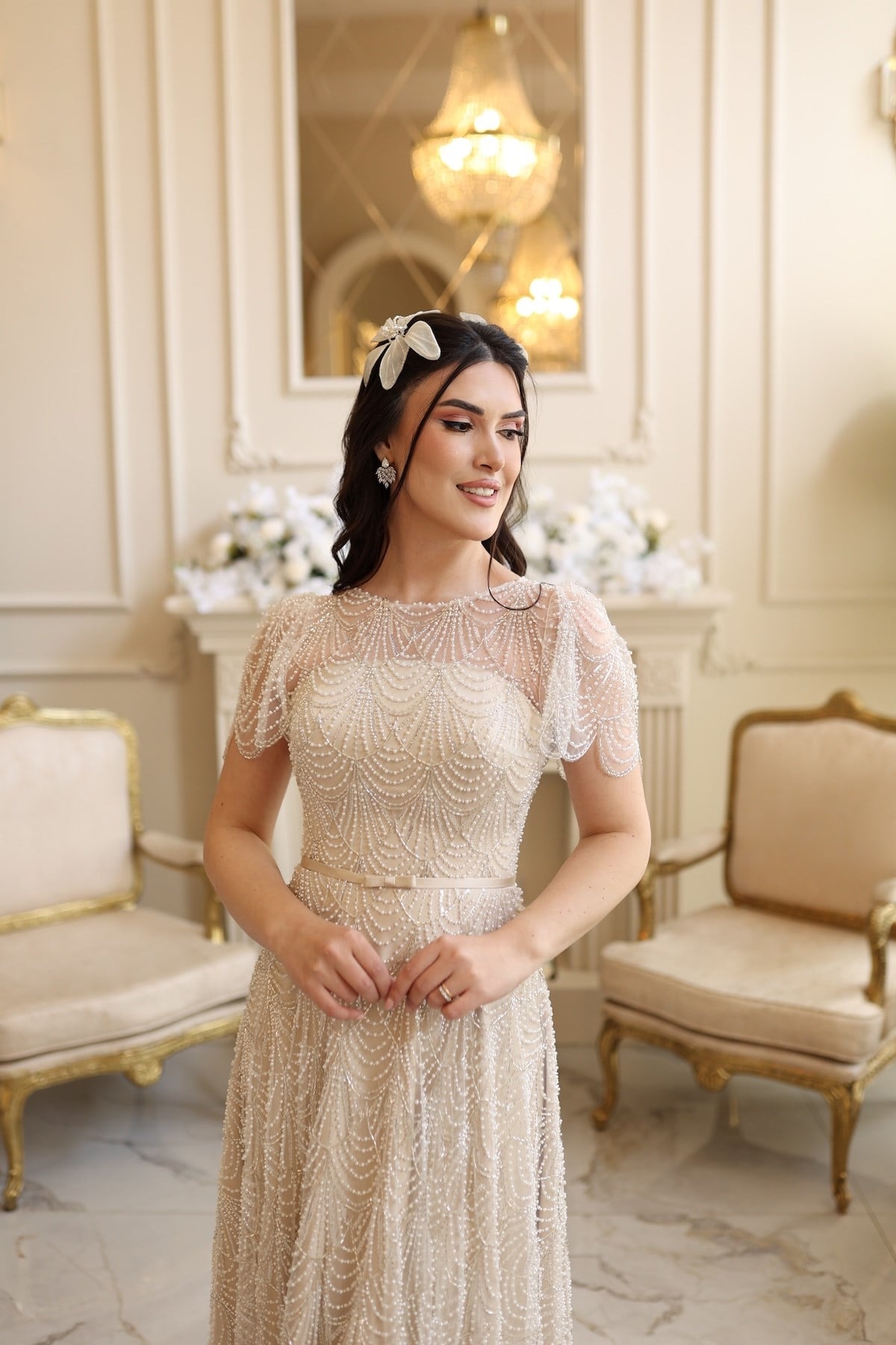 TheElsa | BİANCA PRENSESBEYAZ DANTEL ELBİSELERBianca Bej Prenses Dantel Özel Tasarım Abiye Elbise
