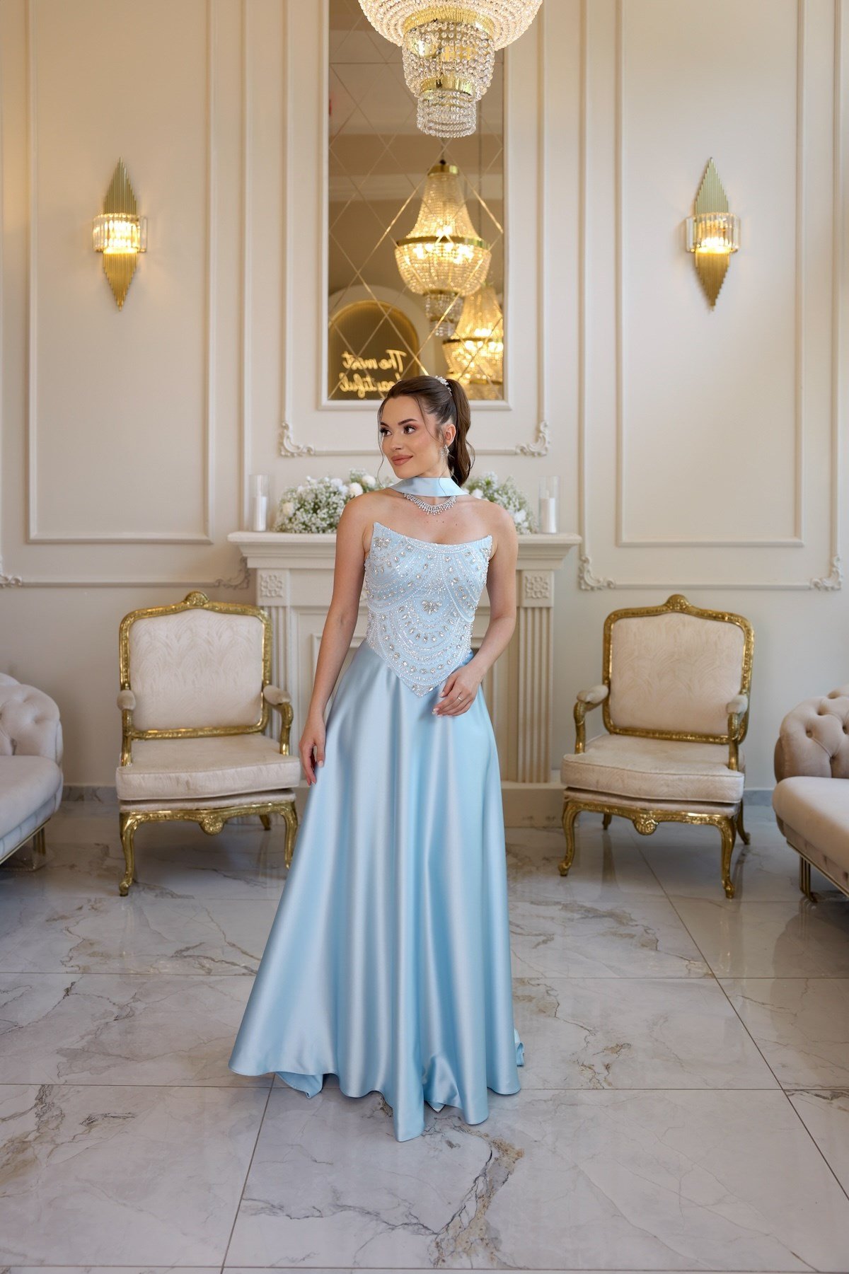 TheElsa | Hera Blair Mavi Kloş Etek Özel Tasarım ElbiseRENKLİ DANTEL ELBİSELERHera Blair Mavi Kloş Etek Özel Tasarım Elbise