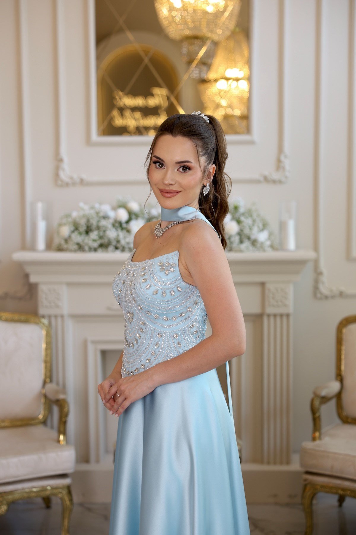 TheElsa | Hera Blair Mavi Kloş Etek Özel Tasarım ElbiseRENKLİ DANTEL ELBİSELERHera Blair Mavi Kloş Etek Özel Tasarım Elbise