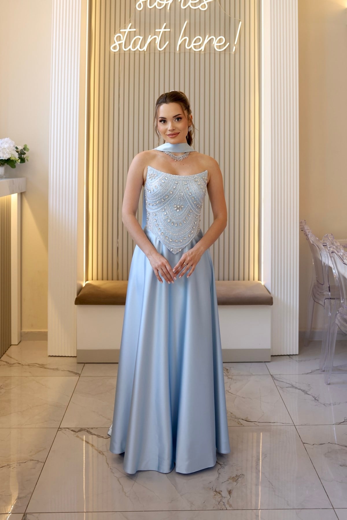 TheElsa | Hera Blair Mavi Kloş Etek Özel Tasarım ElbiseRENKLİ DANTEL ELBİSELERHera Blair Mavi Kloş Etek Özel Tasarım Elbise