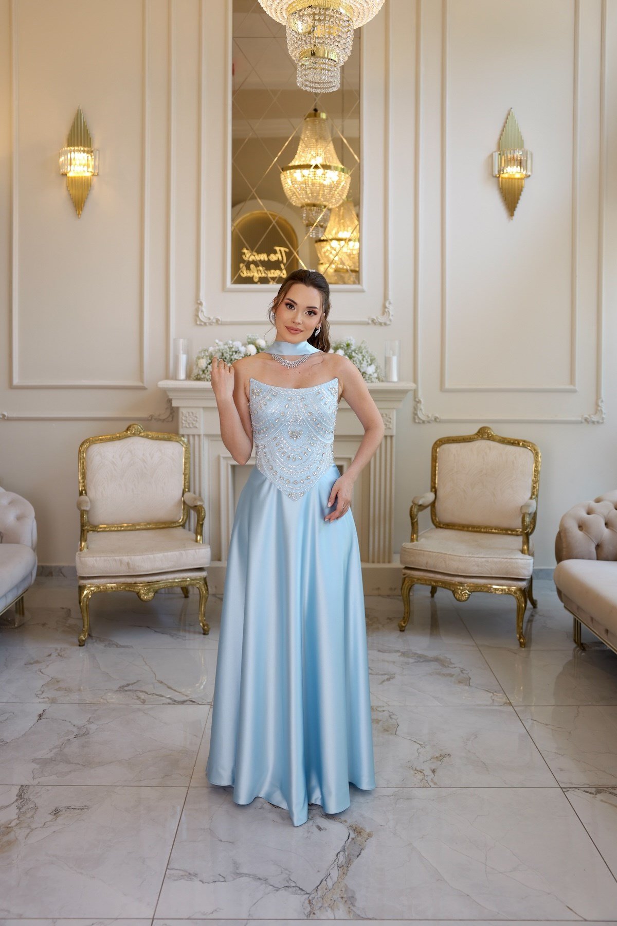 TheElsa | Hera Blair Mavi Kloş Etek Özel Tasarım ElbiseRENKLİ DANTEL ELBİSELERHera Blair Mavi Kloş Etek Özel Tasarım Elbise