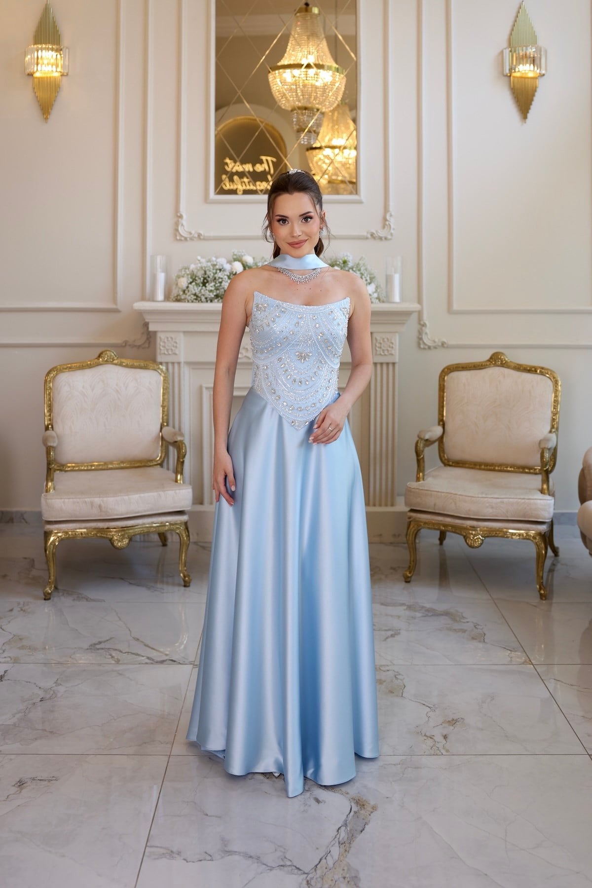 TheElsa | Hera Blair Mavi Kloş Etek Özel Tasarım ElbiseRENKLİ DANTEL ELBİSELERHera Blair Mavi Kloş Etek Özel Tasarım Elbise