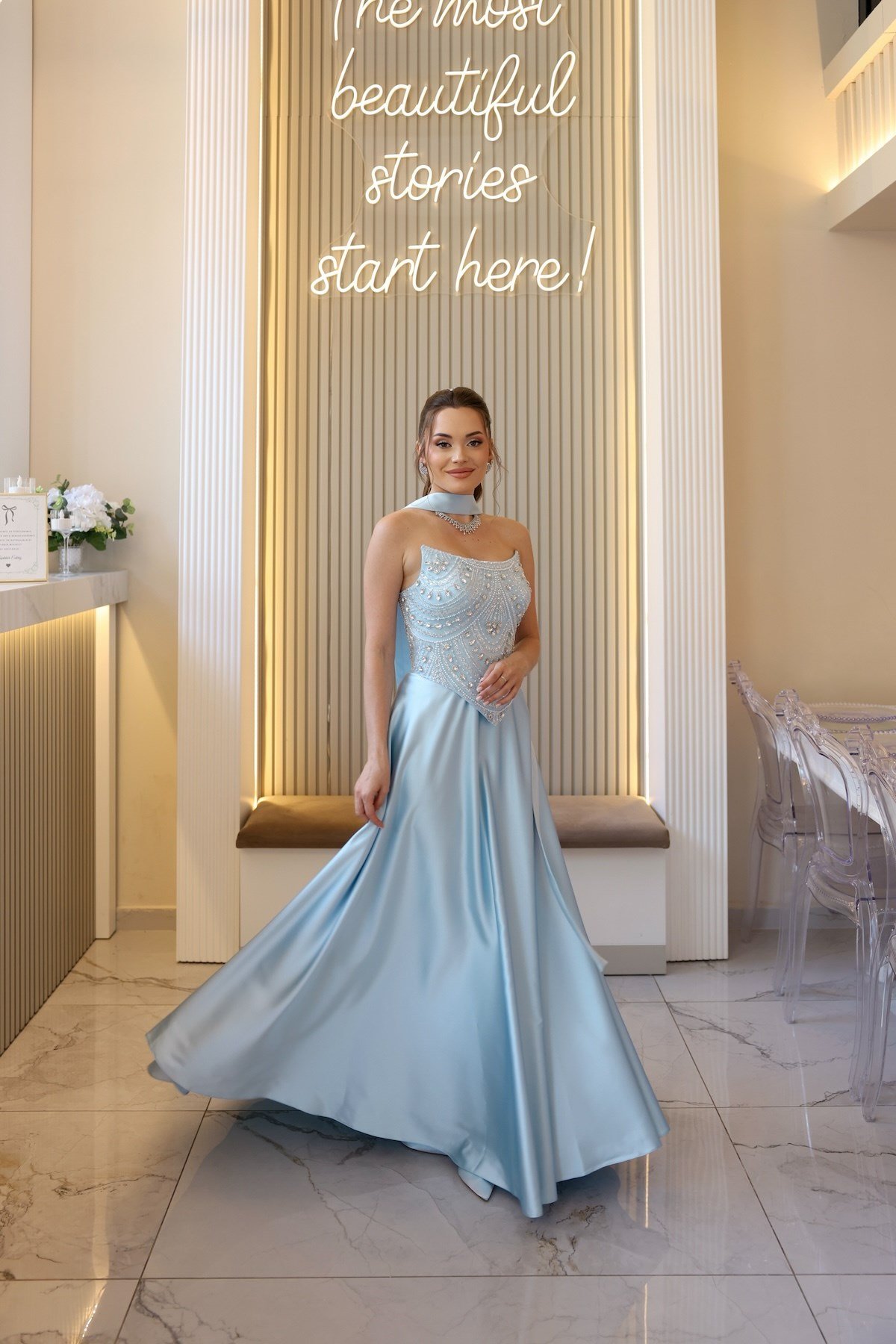 TheElsa | Hera Blair Mavi Kloş Etek Özel Tasarım ElbiseRENKLİ DANTEL ELBİSELERHera Blair Mavi Kloş Etek Özel Tasarım Elbise