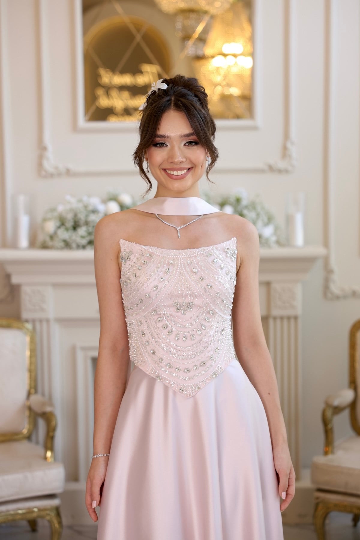 TheElsa | Hera Blair Pudra Pembe Kloş Etek Özel Tasarım ElbiseRENKLİ DANTEL ELBİSELERHera Blair Pudra Pembe Kloş Etek Özel Tasarım Elbise