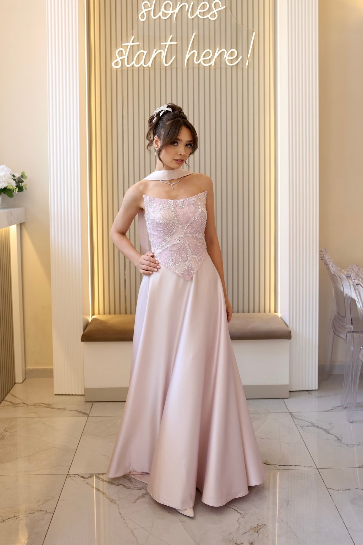 TheElsa | Hera Nadia Pudra Pembe Kloş Etek Özel Tasarım ElbiseRENKLİ DANTEL ELBİSELERHera Nadia Pudra Pembe Kloş Etek Özel Tasarım Elbise