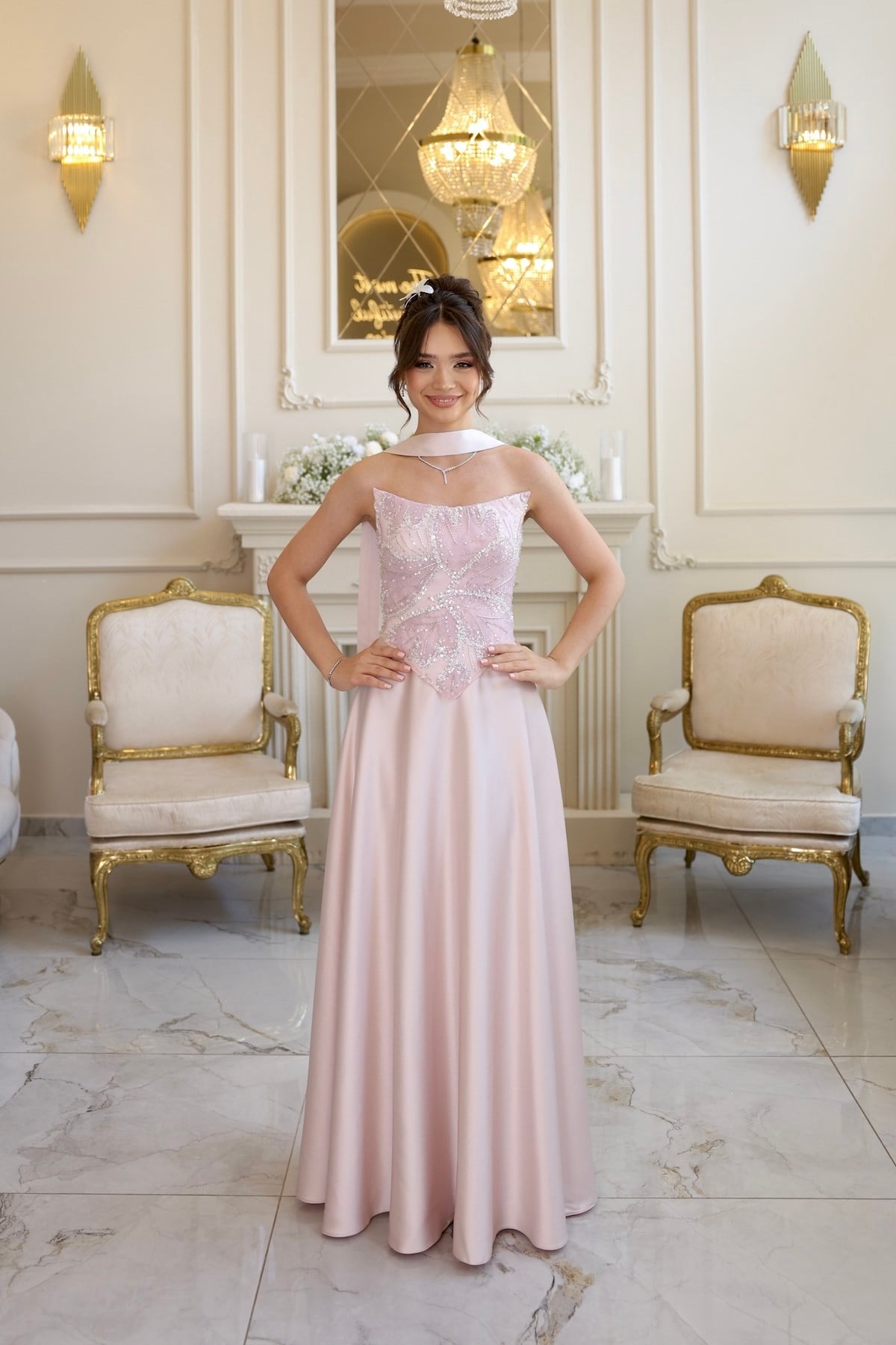 TheElsa | Hera Nadia Pudra Pembe Kloş Etek Özel Tasarım ElbiseRENKLİ DANTEL ELBİSELERHera Nadia Pudra Pembe Kloş Etek Özel Tasarım Elbise