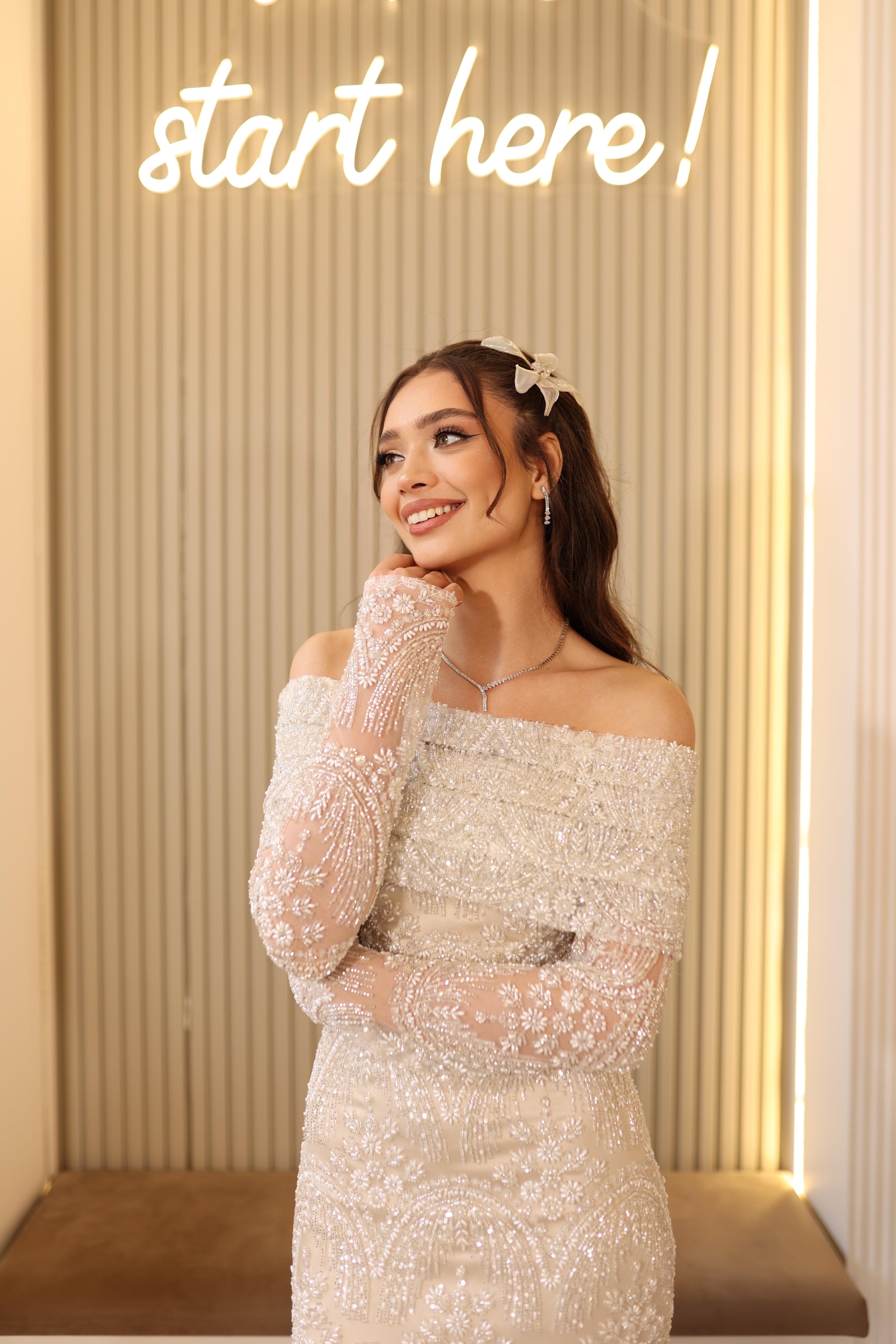 TheElsa | LALİN DANTEL BOLEROBEYAZ DANTEL ELBİSELERLalin Dantel Bolero Beyaz Çiçekli Nişan Nikah Davet Elbise