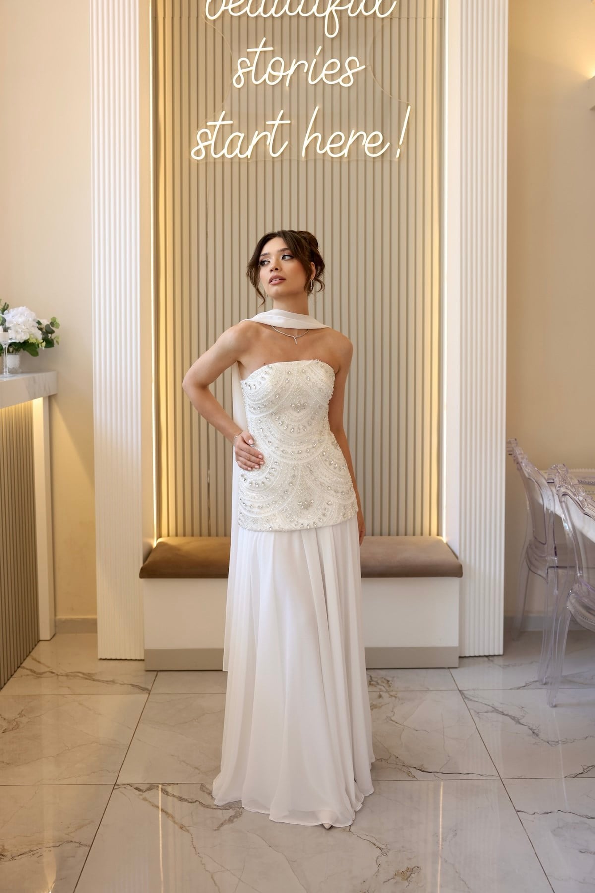 TheElsa | Lidya Blair Dantel Beyaz Şifon Tasarım Nikah Nişan Söz ElbisesiBEYAZ DANTEL ELBİSELERLidya Blair Dantel Beyaz Şifon Tasarım Nikah Nişan Söz Elbisesi