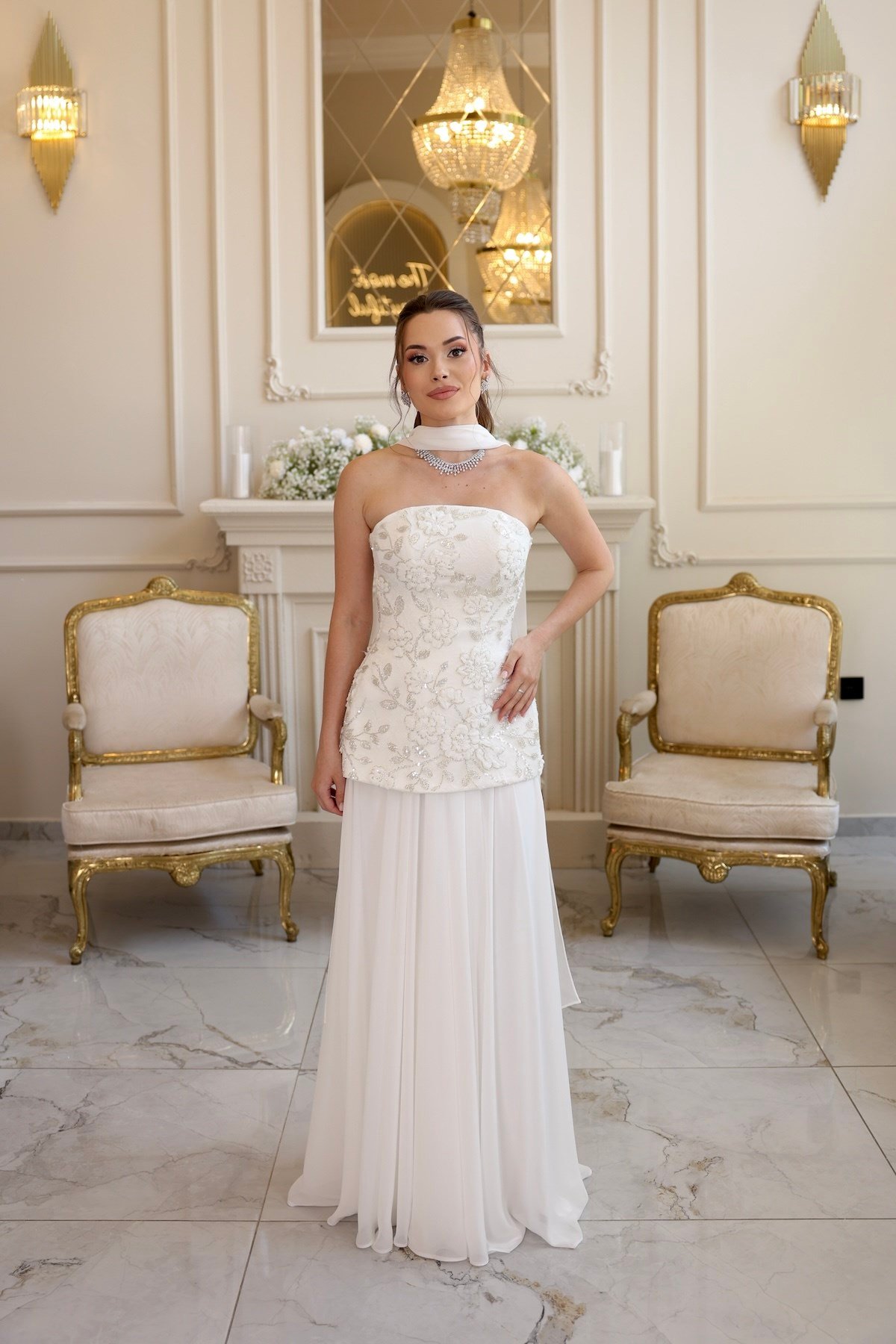TheElsa | Lidya Kalina Şifon Korse Etek Beyaz BEYAZ ELBİSELERLidya Kalina Şifon Korse Etek Beyaz Elbise