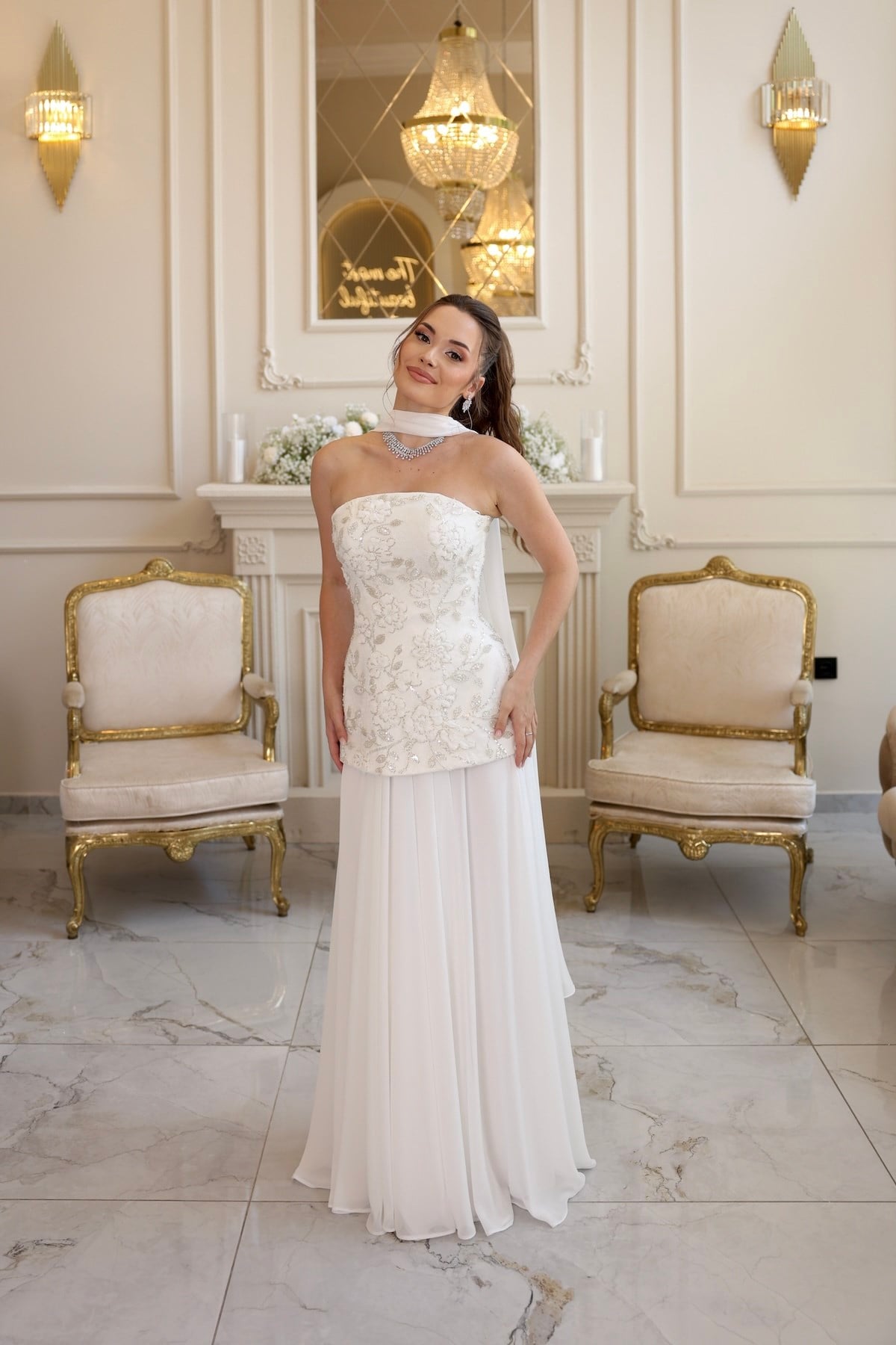 TheElsa | Lidya Kalina Şifon Korse Etek Beyaz BEYAZ ELBİSELERLidya Kalina Şifon Korse Etek Beyaz Elbise