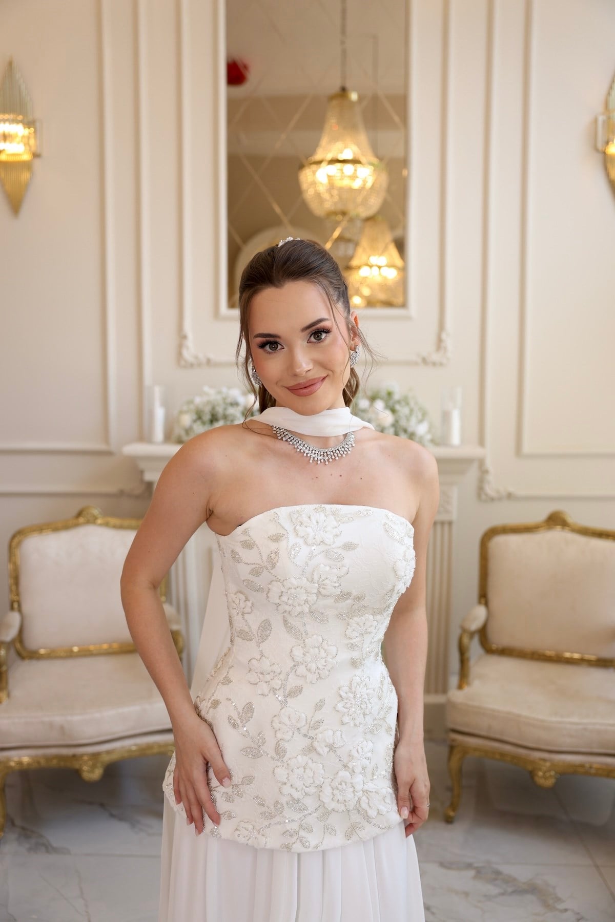 TheElsa | Lidya Kalina Şifon Korse Etek Beyaz BEYAZ ELBİSELERLidya Kalina Şifon Korse Etek Beyaz Elbise